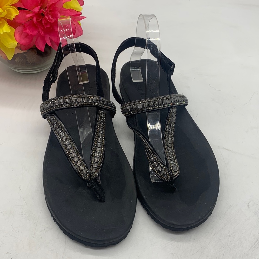 Sketchers Black embellished thong sandals Size 10 SKT5010A - Picture 1 of 9